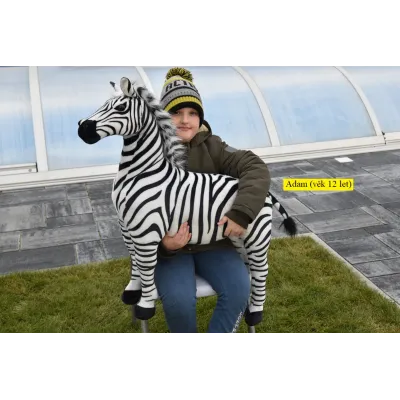 Veliká plyšová zebra, jako živá, 97cm