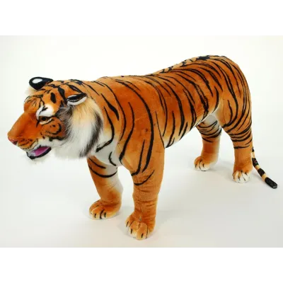 Velký plyšový tygr stojící, délka 178cm, výška 74cm, oranžový Velký plyšový tygr stojící, délka 178cm, výška 74cm, oranžový