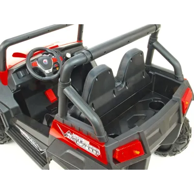 Elektrická bugina dvoumístná V-Twin 4x4, náhon 4 EVA kol, s 2.4G DO, FM, Mp3, TF, bluetooth, čalouněný sedák 57cm, červená Elektrická bugina dvoumístná V-Twin 4x4, náhon 4 EVA kol, s 2.4G DO, FM, Mp3, TF, bluetooth, čalouněný sedák 57cm, červená