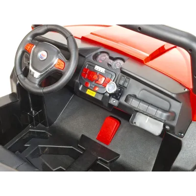 Elektrická bugina dvoumístná V-Twin 4x4, náhon 4 EVA kol, s 2.4G DO, FM, Mp3, TF, bluetooth, čalouněný sedák 57cm, červená Elektrická bugina dvoumístná V-Twin 4x4, náhon 4 EVA kol, s 2.4G DO, FM, Mp3, TF, bluetooth, čalouněný sedák 57cm, červená