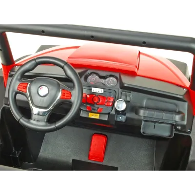 Elektrická bugina dvoumístná V-Twin 4x4, náhon 4 EVA kol, s 2.4G DO, FM, Mp3, TF, bluetooth, čalouněný sedák 57cm, červená Elektrická bugina dvoumístná V-Twin 4x4, náhon 4 EVA kol, s 2.4G DO, FM, Mp3, TF, bluetooth, čalouněný sedák 57cm, červená