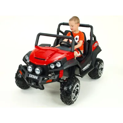 Elektrická bugina dvoumístná V-Twin 4x4, náhon 4 EVA kol, s 2.4G DO, FM, Mp3, TF, bluetooth, čalouněný sedák 57cm, červená Elektrická bugina dvoumístná V-Twin 4x4, náhon 4 EVA kol, s 2.4G DO, FM, Mp3, TF, bluetooth, čalouněný sedák 57cm, červená