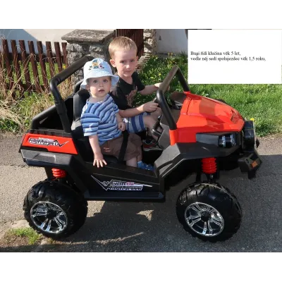 Elektrická bugina dvoumístná V-Twin 4x4, náhon 4 EVA kol, s 2.4G DO, FM, Mp3, TF, bluetooth, čalouněný sedák 57cm, červená Elektrická bugina dvoumístná V-Twin 4x4, náhon 4 EVA kol, s 2.4G DO, FM, Mp3, TF, bluetooth, čalouněný sedák 57cm, červená