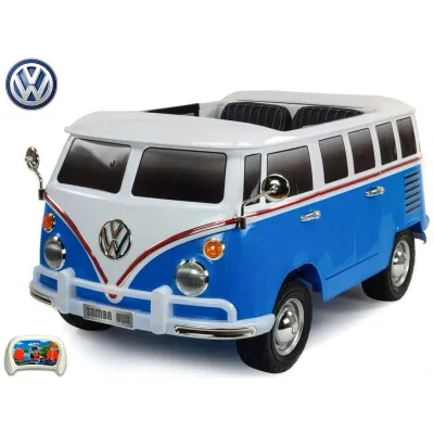 Elektrické auto Dvoumístný Volkswagen Transporter Samba bus, modrý Elektrické auto Dvoumístný Volkswagen Transporter Samba bus, modrý