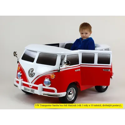 Elektrické auto Dvoumístný Volkswagen Transporter Samba bus, modrý Elektrické auto Dvoumístný Volkswagen Transporter Samba bus, modrý