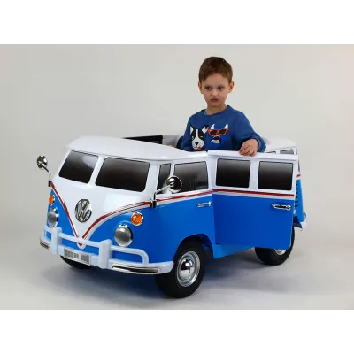 Elektrické auto Dvoumístný Volkswagen Transporter Samba bus, modrý Elektrické auto Dvoumístný Volkswagen Transporter Samba bus, modrý