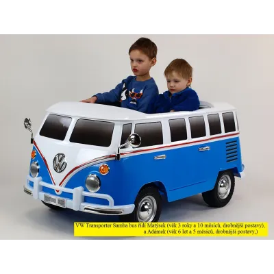 Elektrické auto Dvoumístný Volkswagen Transporter Samba bus, modrý Elektrické auto Dvoumístný Volkswagen Transporter Samba bus, modrý