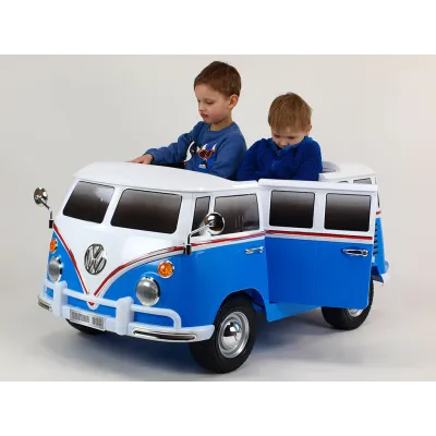 Elektrické auto Dvoumístný Volkswagen Transporter Samba bus, modrý Elektrické auto Dvoumístný Volkswagen Transporter Samba bus, modrý