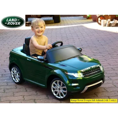 Elektrické SUV Range Rover Evoque s dálkovým ovládáním, zvukové a světelné LED efekty, 12V, bílý Elektrické SUV Range Rover Evoque s dálkovým ovládáním, zvukové a světelné LED efekty, 12V, bílý