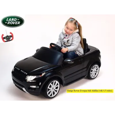 Elektrické SUV Range Rover Evoque s dálkovým ovládáním, zvukové a světelné LED efekty, 12V, bílý Elektrické SUV Range Rover Evoque s dálkovým ovládáním, zvukové a světelné LED efekty, 12V, bílý
