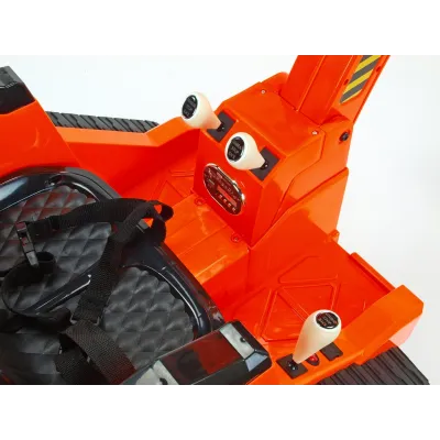 Elektrický bagr s 2.4G DO, elektrickou lžící, vodící tyčí, USB, Mp3, osvětlenými koly, plynulým rozjezdem, 12V, oranžový