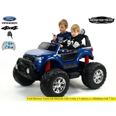 Elektrický džíp Ford Ranger Monster Truck 4x4, EVA kola, 2,4G DO, bluetooth, FM, USB, TF, otvíracími dveřmi, kapotou, čelem, ča Elektrický džíp Ford Ranger Monster Truck 4x4, EVA kola, 2,4G DO, bluetooth, FM, USB, TF, otvíracími dveřmi, kapotou, čelem, ča