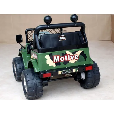 Elektrický džíp vojenský mohutný s dálkovým ovládáním, 2x motory 45W, 12V, sedačka pro 2 menší děti Elektrický džíp vojenský mohutný s dálkovým ovládáním, 2x motory 45W, 12V, sedačka pro 2 menší děti