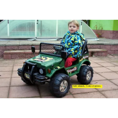 Elektrický džíp vojenský mohutný s dálkovým ovládáním, 2x motory 45W, 12V, sedačka pro 2 menší děti Elektrický džíp vojenský mohutný s dálkovým ovládáním, 2x motory 45W, 12V, sedačka pro 2 menší děti
