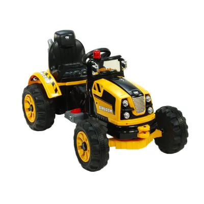 Elektrický silný traktor Kingdom s mohutnými koly a konstrukcí, žlutý Elektrický silný traktor Kingdom s mohutnými koly a konstrukcí, žlutý
