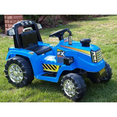 Elektrický traktor 12V, s mohutnými koly a konstrukcí, zvukovými a světelnými LED efekty, 2xnáhon, modrý Elektrický traktor 12V, s mohutnými koly a konstrukcí, zvukovými a světelnými LED efekty, 2xnáhon, modrý
