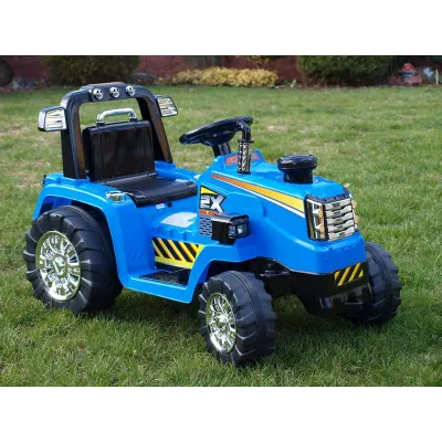 Elektrický traktor 12V, s mohutnými koly a konstrukcí, zvukovými a světelnými LED efekty, 2xnáhon, modrý Elektrický traktor 12V, s mohutnými koly a konstrukcí, zvukovými a světelnými LED efekty, 2xnáhon, modrý
