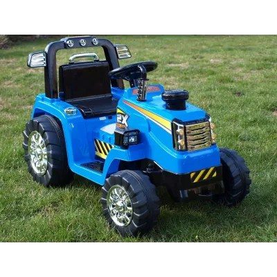 Elektrický traktor 12V, s mohutnými koly a konstrukcí, zvukovými a světelnými LED efekty, 2xnáhon, modrý Elektrický traktor 12V, s mohutnými koly a konstrukcí, zvukovými a světelnými LED efekty, 2xnáhon, modrý