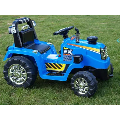 Elektrický traktor 12V, s mohutnými koly a konstrukcí, zvukovými a světelnými LED efekty, 2xnáhon, modrý Elektrický traktor 12V, s mohutnými koly a konstrukcí, zvukovými a světelnými LED efekty, 2xnáhon, modrý