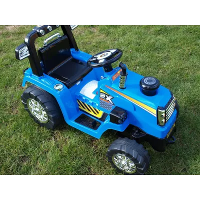 Elektrický traktor 12V, s mohutnými koly a konstrukcí, zvukovými a světelnými LED efekty, 2xnáhon, modrý Elektrický traktor 12V, s mohutnými koly a konstrukcí, zvukovými a světelnými LED efekty, 2xnáhon, modrý