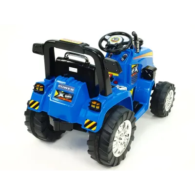 Elektrický traktor 12V, s mohutnými koly a konstrukcí, zvukovými a světelnými LED efekty, 2xnáhon, modrý Elektrický traktor 12V, s mohutnými koly a konstrukcí, zvukovými a světelnými LED efekty, 2xnáhon, modrý