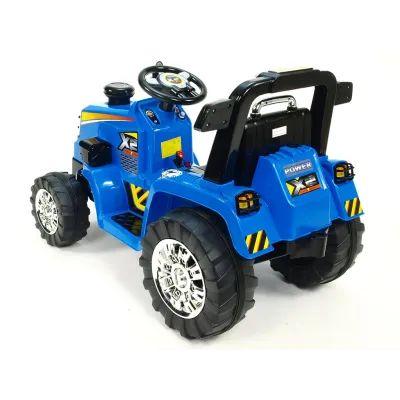 Elektrický traktor 12V, s mohutnými koly a konstrukcí, zvukovými a světelnými LED efekty, 2xnáhon, modrý Elektrický traktor 12V, s mohutnými koly a konstrukcí, zvukovými a světelnými LED efekty, 2xnáhon, modrý