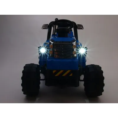 Elektrický traktor 12V, s mohutnými koly a konstrukcí, zvukovými a světelnými LED efekty, 2xnáhon, modrý Elektrický traktor 12V, s mohutnými koly a konstrukcí, zvukovými a světelnými LED efekty, 2xnáhon, modrý