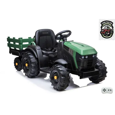 Farmářský traktor s 2,4G, vlekem a lopatou, baterie 12V/14Ah !!, zelený Farmářský traktor s 2,4G, vlekem a lopatou, baterie 12V/14Ah !!, zelený