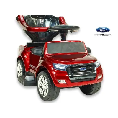 Ford Ranger s vodící tyčí, stříškou a madly, pro nejmenší, vínová metalíza Ford Ranger s vodící tyčí, stříškou a madly, pro nejmenší, vínová metalíza